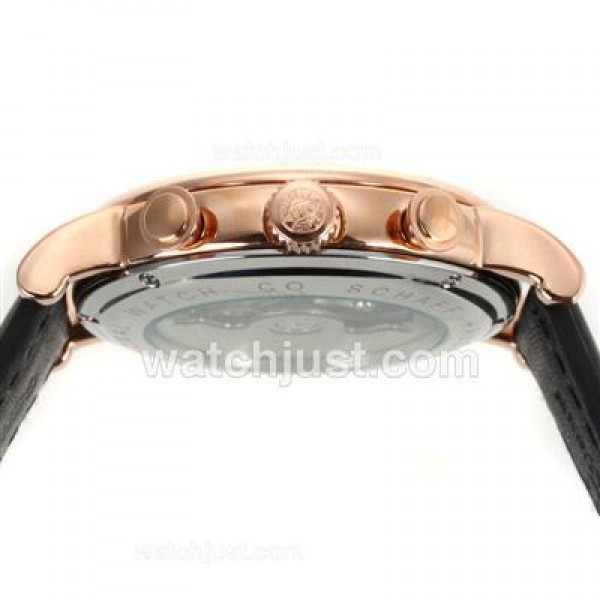 IWC Portofino Automatic Rose Gold Case and Stick Markers with Black Dial-Leather Strap