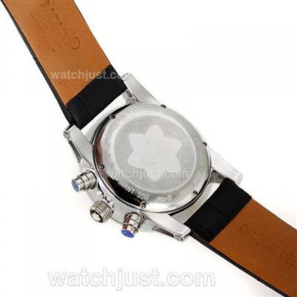 Montblanc Flyback Working Chronograph with Black Dial-Leather Strap
