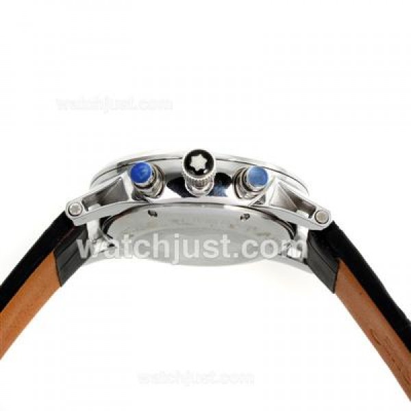 Montblanc Flyback Working Chronograph with Black Dial-Leather Strap