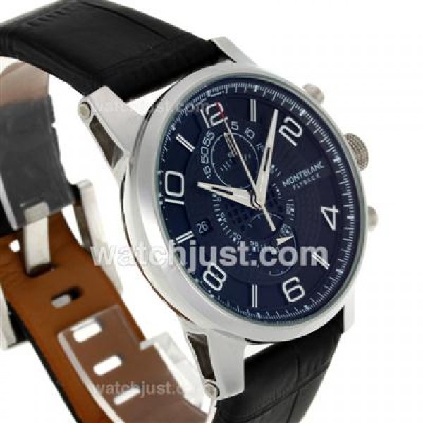 Montblanc Flyback Working Chronograph with Black Dial-Leather Strap