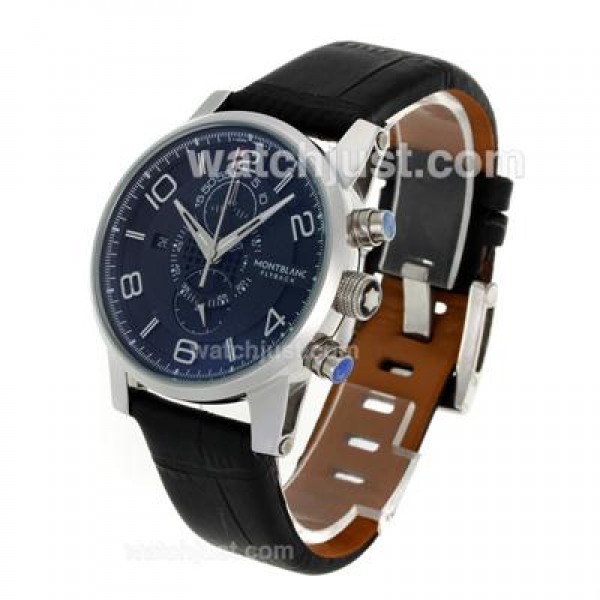 Montblanc Flyback Working Chronograph with Black Dial-Leather Strap