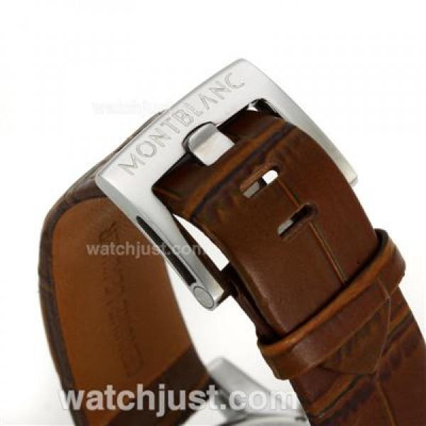Montblanc Flyback Working Chronograph with White Dial-Leather Strap