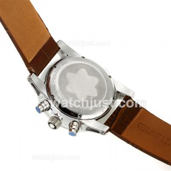 Montblanc Flyback Working Chronograph with White Dial-Leather Strap