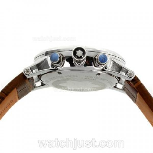 Montblanc Flyback Working Chronograph with White Dial-Leather Strap