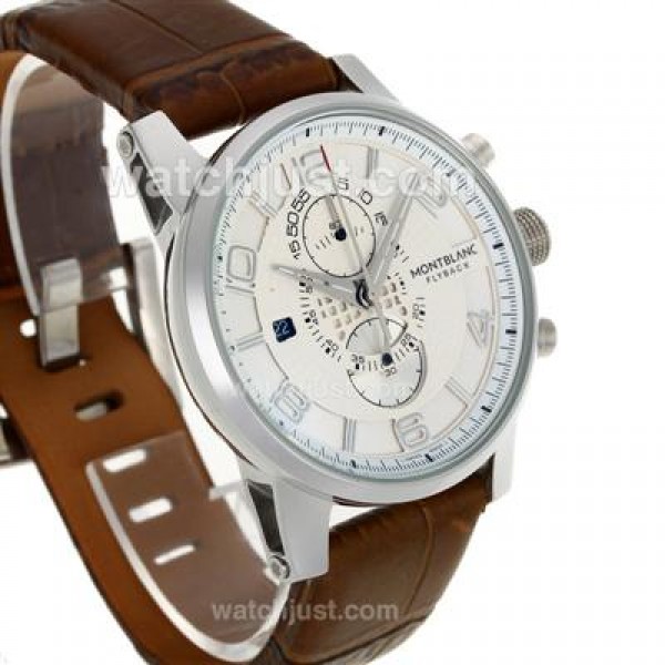 Montblanc Flyback Working Chronograph with White Dial-Leather Strap