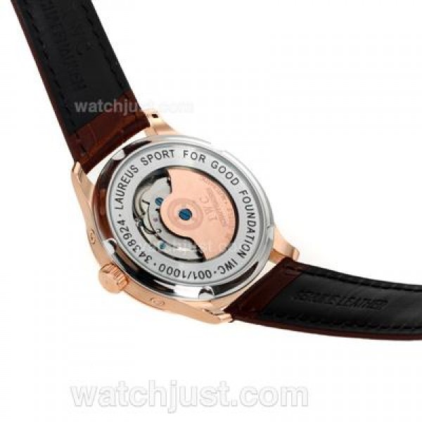 IWC Portuguese Automatic Rose Gold Case Blue Markers with White Dial-Leather Strap