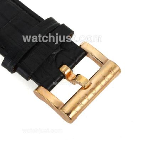 Bvlgari Black Leather Strap with Rose Gold Buckle