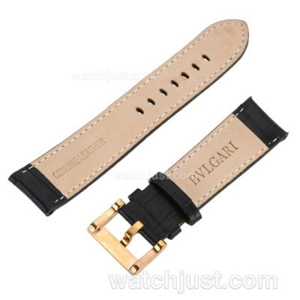 Bvlgari Black Leather Strap with Rose Gold Buckle