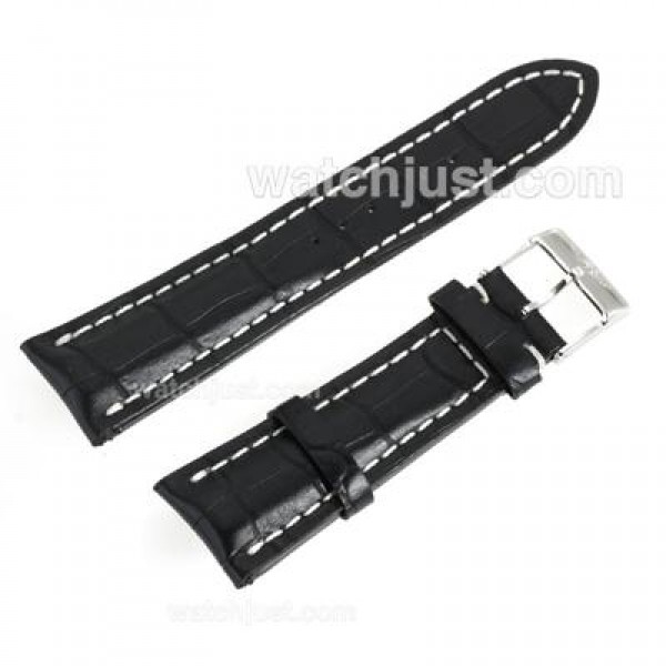 Breitling Black Leather Strap for Swiss Version-White Stitching