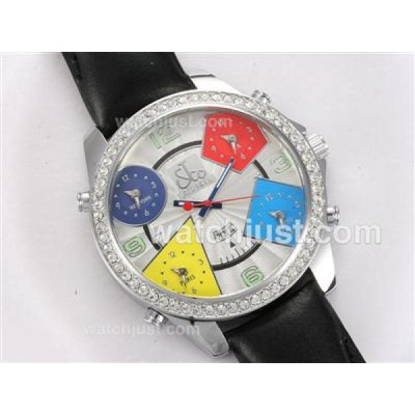 Jacob & Co Classic Five Time Zone Diamond Bezel with White Dial