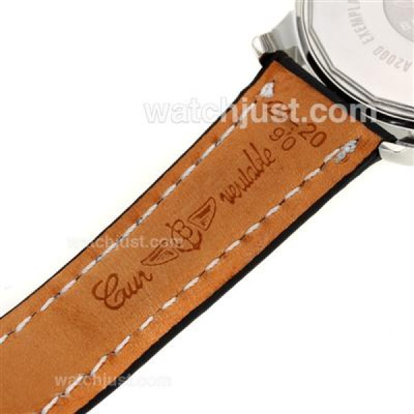 Breitling Aeromarine Working Chronograph Two Tone Case Stick Markers with Black Dial-Leather Strap