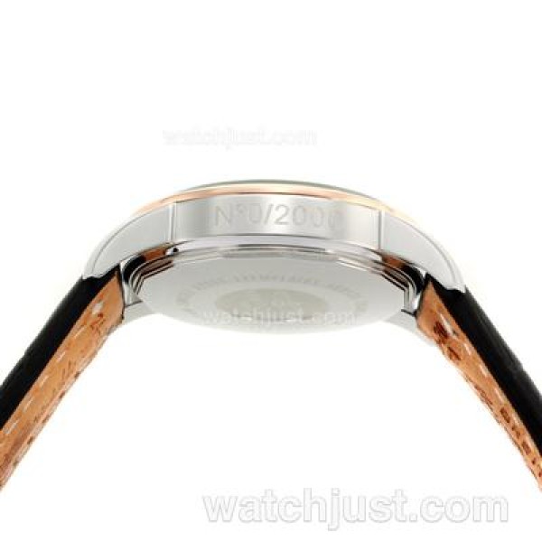 Breitling Aeromarine Working Chronograph Two Tone Case Stick Markers with Black Dial-Leather Strap