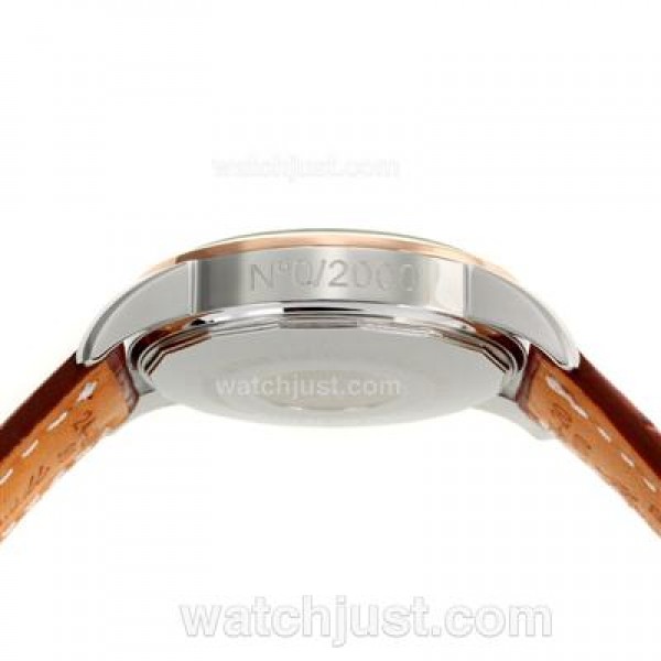 Breitling Aeromarine Working Chronograph Two Tone Case Stick Markers with White Dial-Leather Strap