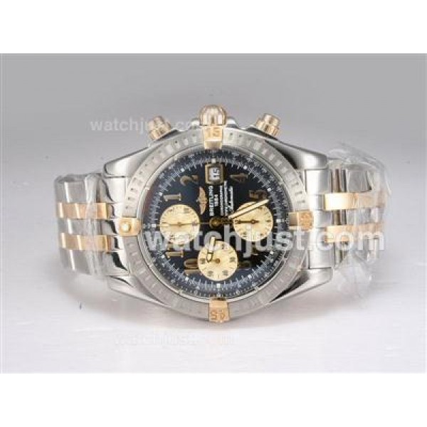 Breitling Chronomat Evolution Chronograph Asia Valjoux 7750 Two Tone with Black Dial