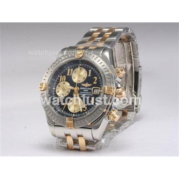 Breitling Chronomat Evolution Chronograph Asia Valjoux 7750 Two Tone with Black Dial