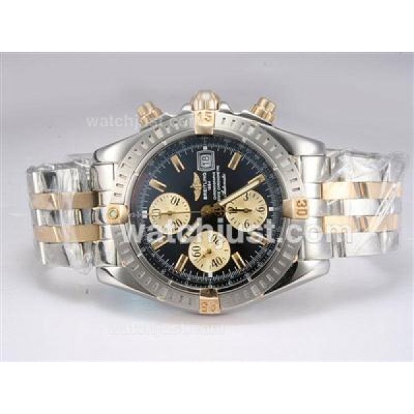 Breitling Chronomat Evolution Chronogrpah Swiss Valjoux 7750 Movement Two Tone  with Black Dial