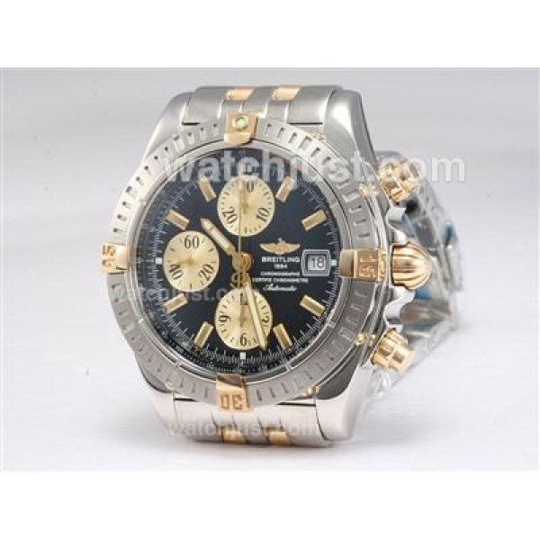 Breitling Chronomat Evolution Chronogrpah Swiss Valjoux 7750 Movement Two Tone  with Black Dial