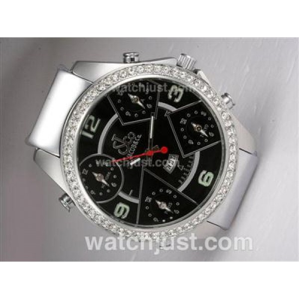 Jacob & Co Classic Five Time Zone Diamond Bezel with Black Dial