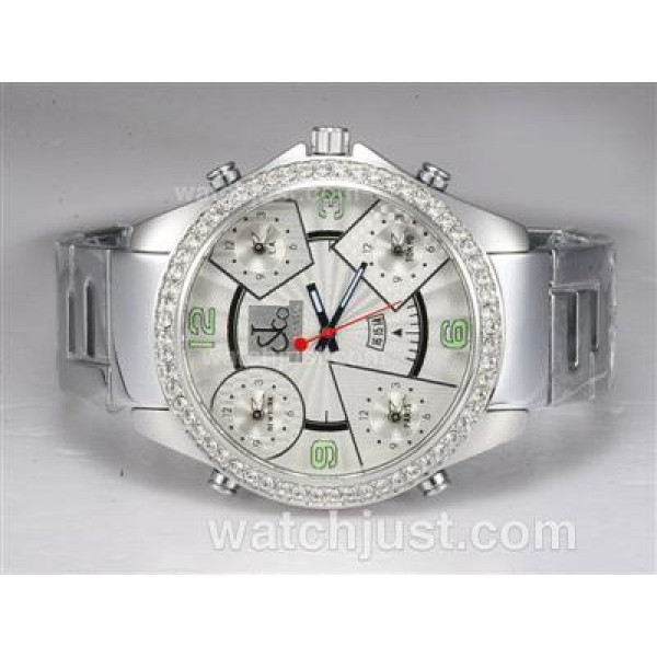 Jacob & Co Classic Five Time Zone Diamond Bezel with White Dial