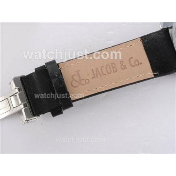 Jacob & Co Classic Five Time Zone Diamond Bezel with Black Dial and Strap