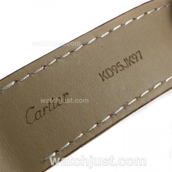 Cartier Santos 100 Swiss ETA 2813 Movement with White Dial-Brown Leather Strap
