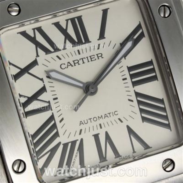 Cartier Santos 100 Swiss ETA 2813 Movement with White Dial-Purple Leather Strap
