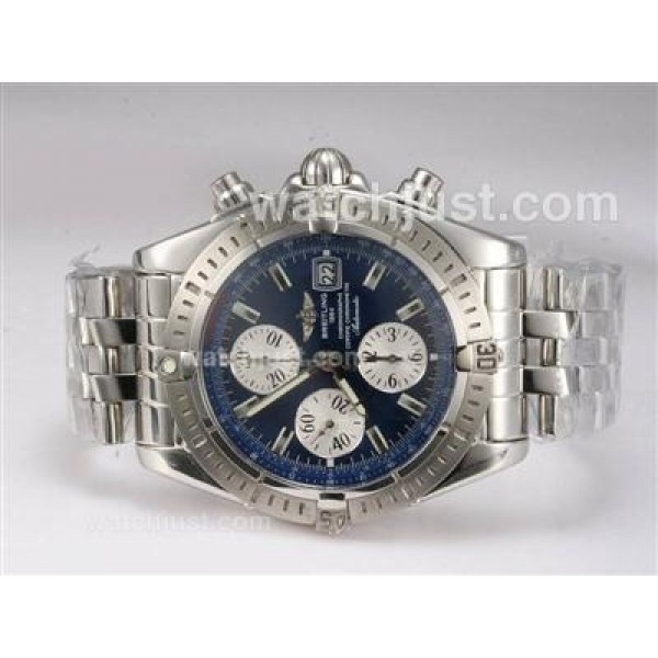 Breitling Chronomat Evolution Chronograph Swiss Valjoux 7750 Movement with Blue Dial
