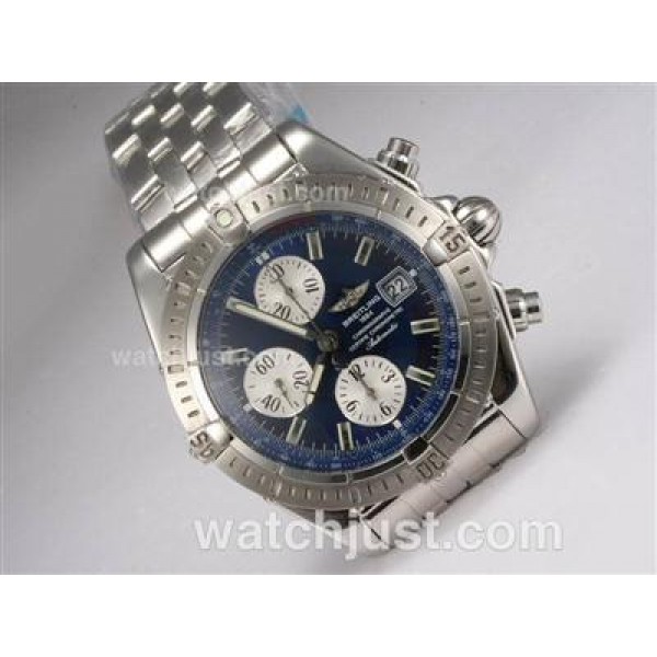 Breitling Chronomat Evolution Chronograph Swiss Valjoux 7750 Movement with Blue Dial