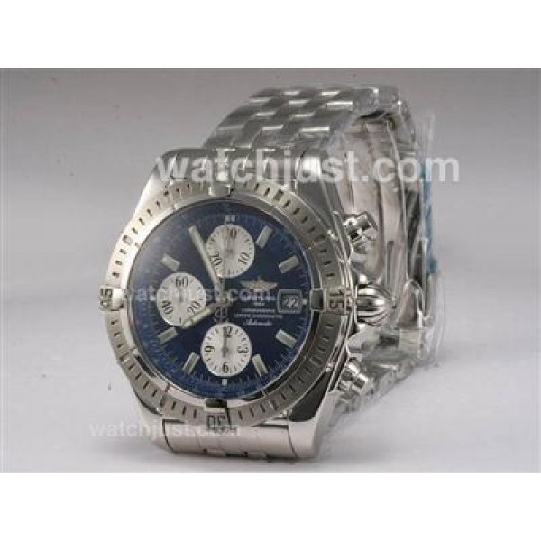 Breitling Chronomat Evolution Chronograph Swiss Valjoux 7750 Movement with Blue Dial