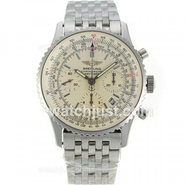 Breitling Navitimer Chronograph Swiss Valjoux 7750 Movement with White Dial