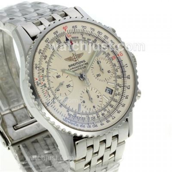 Breitling Navitimer Chronograph Swiss Valjoux 7750 Movement with White Dial