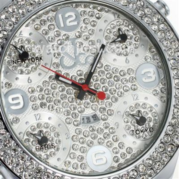 Jacob & Co Classic Five Time Zone Diamond Bezel and Dial-Black Leather Strap
