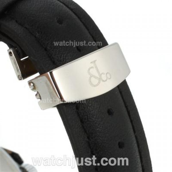 Jacob & Co Classic Five Time Zone Diamond Bezel and Dial-Black Leather Strap