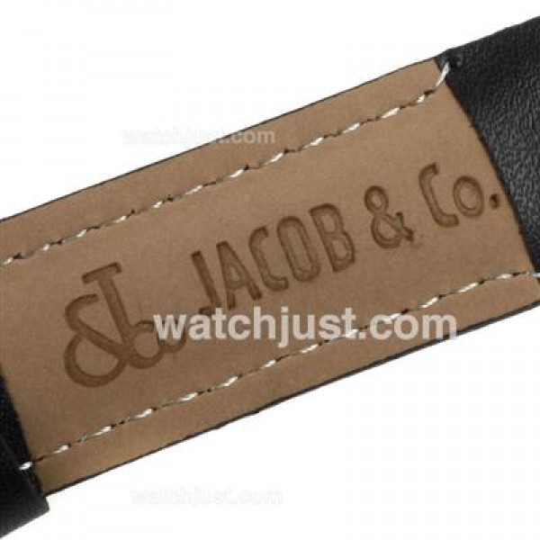 Jacob & Co Classic Five Time Zone Diamond Bezel and Dial-Black Leather Strap