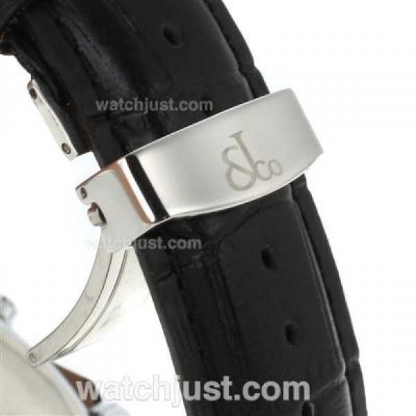 Jacob & Co Classic Five Time Zone Diamond Bezel and Dial-Black Leather Strap