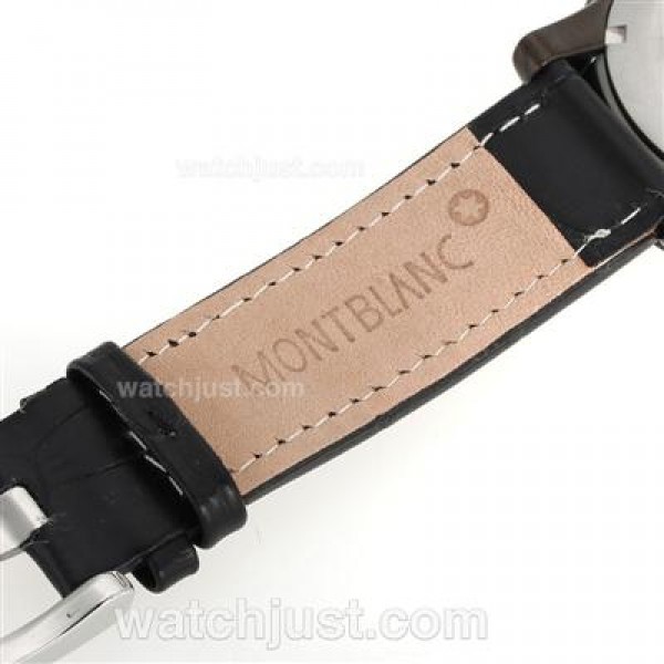 Montblanc Flyback Working Chronograph PVD Case with White Dial-Leather Strap
