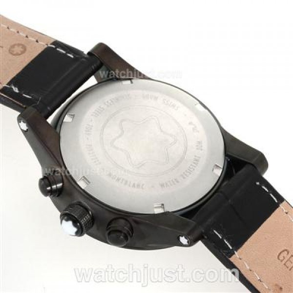Montblanc Flyback Working Chronograph PVD Case with White Dial-Leather Strap