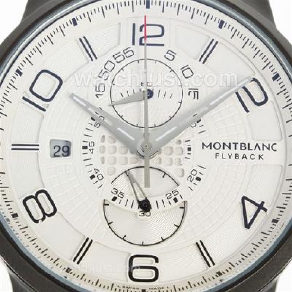 Montblanc Flyback Working Chronograph PVD Case with White Dial-Leather Strap