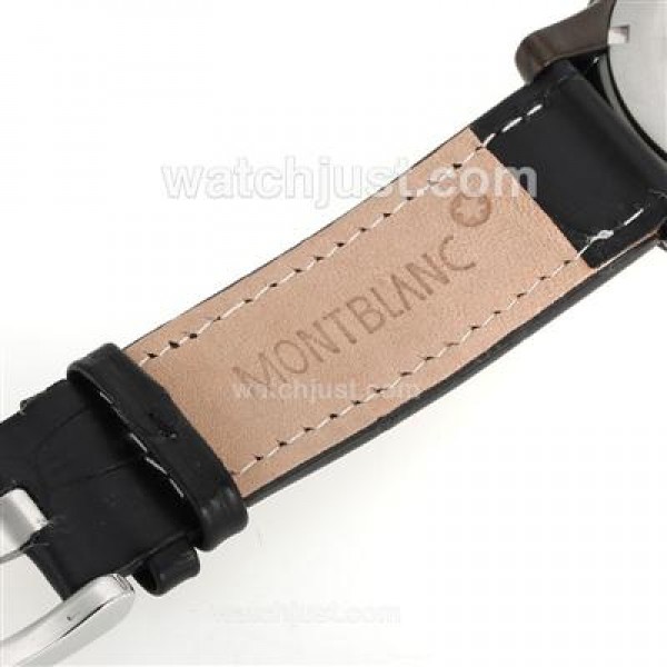 Montblanc Flyback Working Chronograph PVD Case with Black Dial-Leather Strap