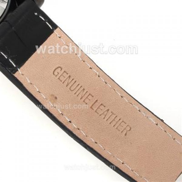 Montblanc Flyback Working Chronograph PVD Case with Black Dial-Leather Strap