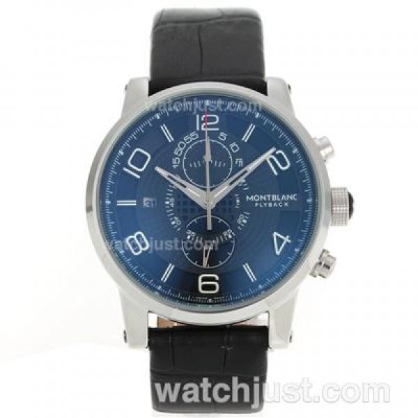 Montblanc Flyback Working Chronograph with Black Dial-Leather Strap