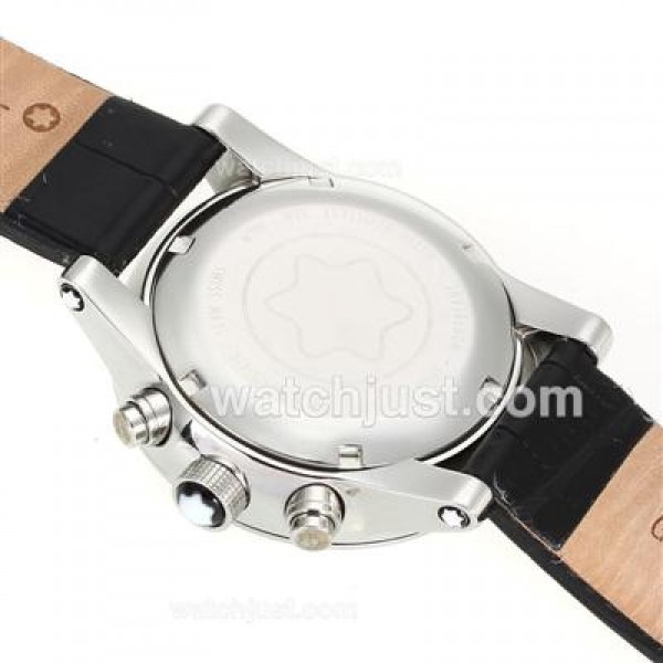 Montblanc Flyback Working Chronograph with Black Dial-Leather Strap