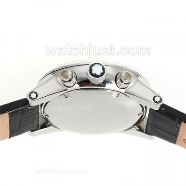 Montblanc Flyback Working Chronograph with Black Dial-Leather Strap
