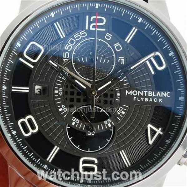 Montblanc Flyback Working Chronograph with Black Dial-Leather Strap