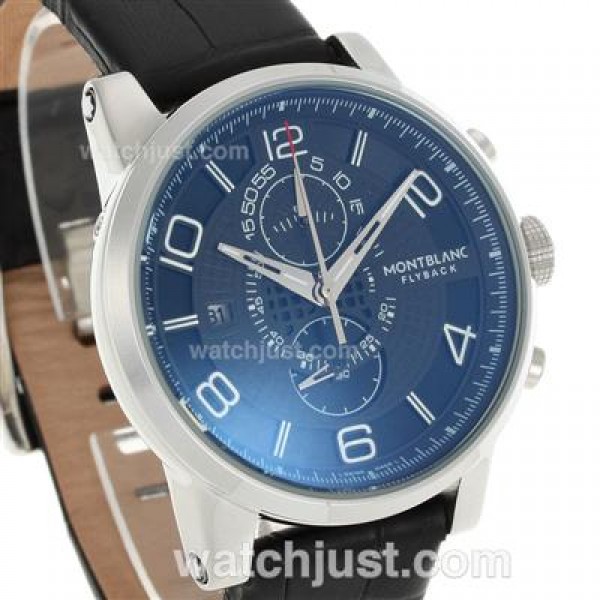 Montblanc Flyback Working Chronograph with Black Dial-Leather Strap
