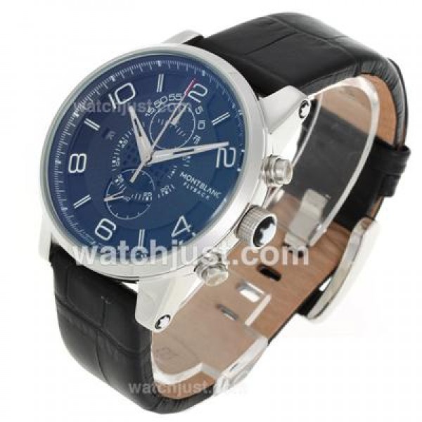 Montblanc Flyback Working Chronograph with Black Dial-Leather Strap