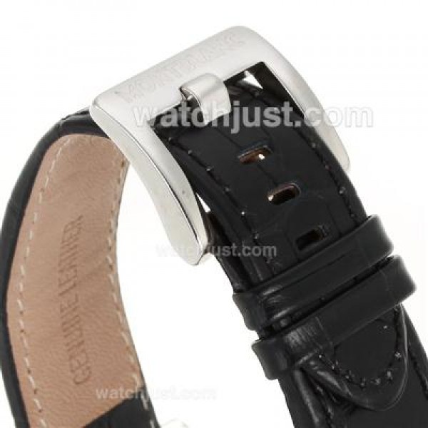 Montblanc Flyback Automatic PVD Bezel with White Dial-Leather Strap