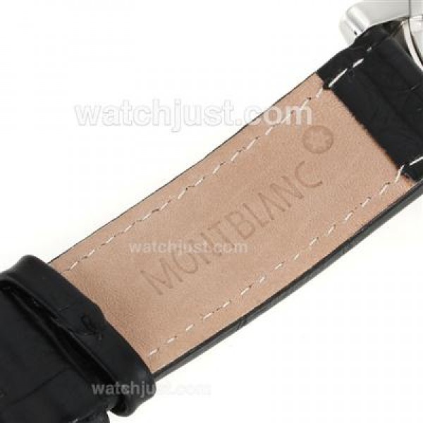 Montblanc Flyback Automatic PVD Bezel with White Dial-Leather Strap
