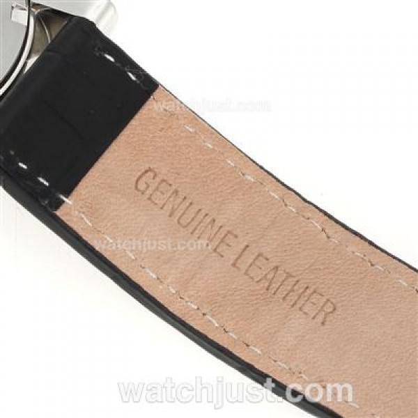 Montblanc Flyback Automatic PVD Bezel with White Dial-Leather Strap