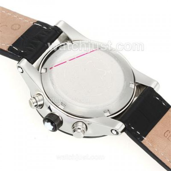 Montblanc Flyback Automatic PVD Bezel with White Dial-Leather Strap